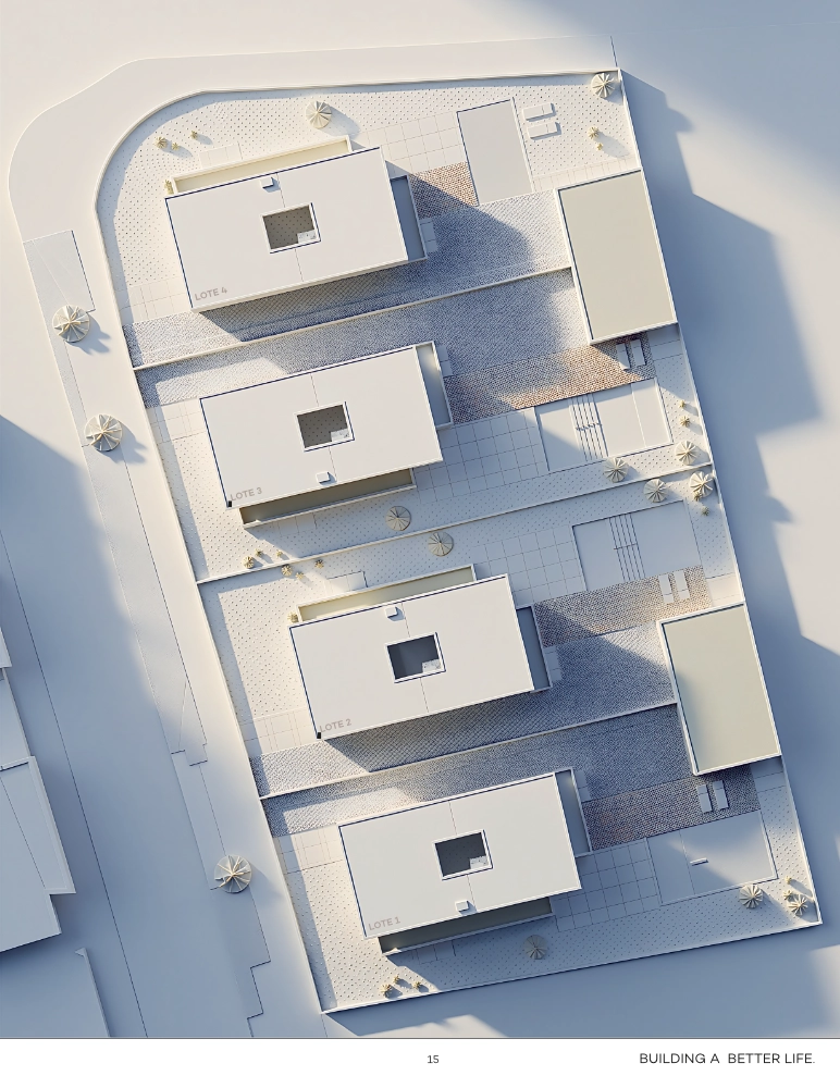 Render 3D — implantação dos quatro lotes
