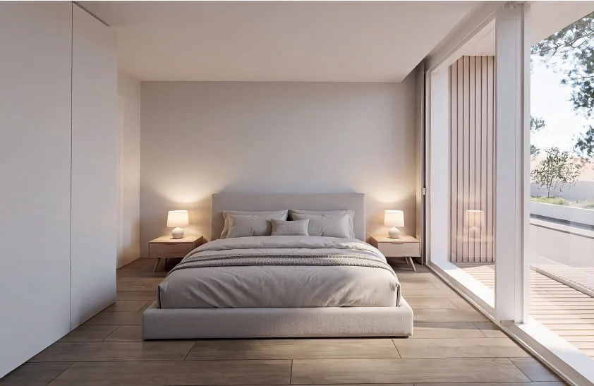 Foto · Quarto com abertura para o deck exterior