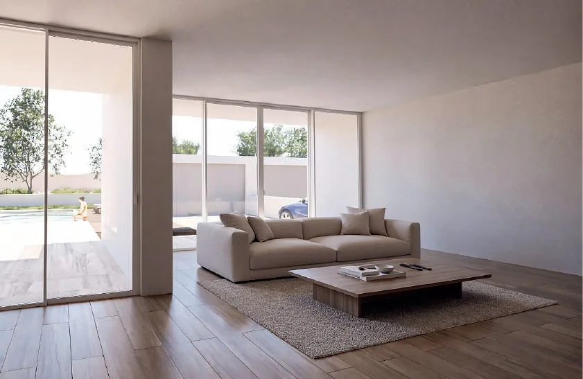 Estar — paleta neutra, luz natural