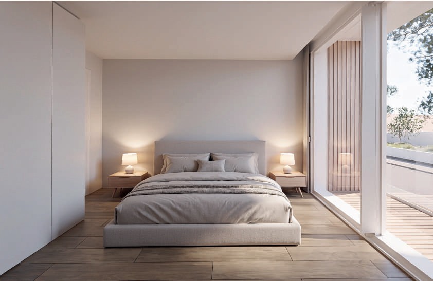 Foto · Quarto com abertura para o deck exterior