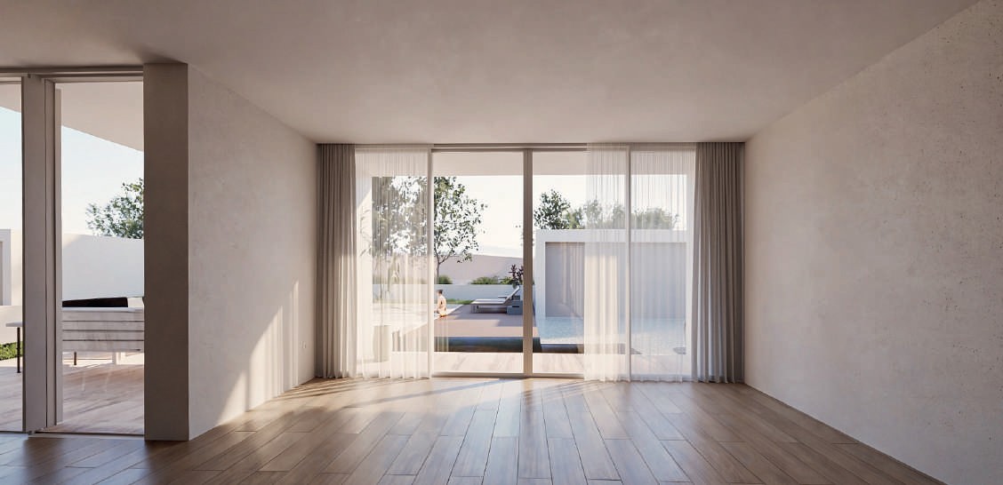 Foto · Sala de estar — luz natural e continuidade exterior
